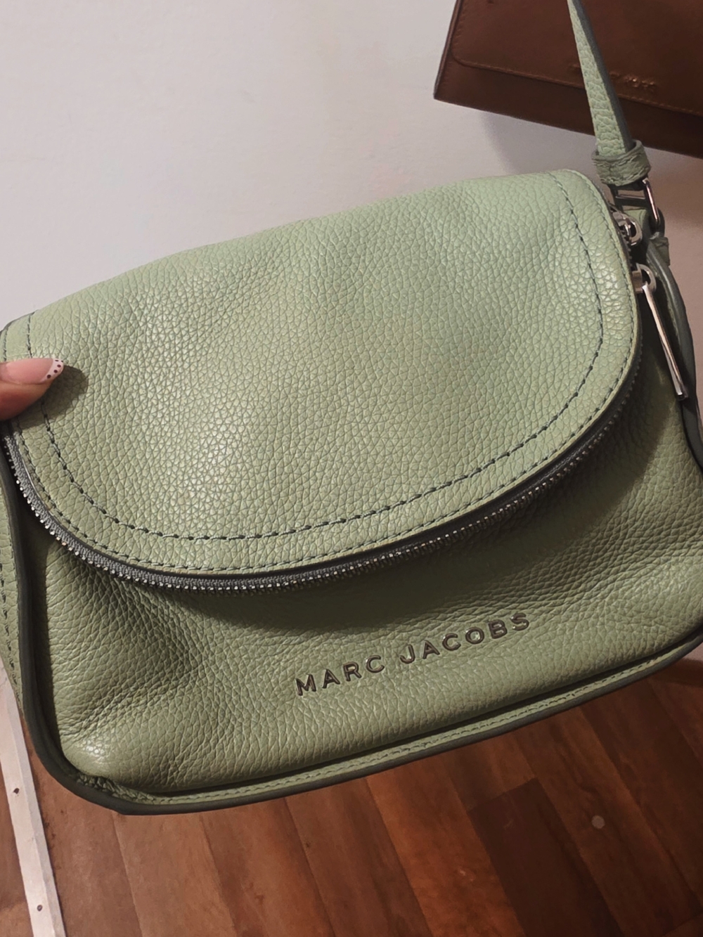 Marc Jacobs Light Green Pebbled Leather Crossbody Bag